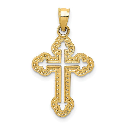 14K Gelbgold Ausgeschnitten Knospend Kreuz Charm