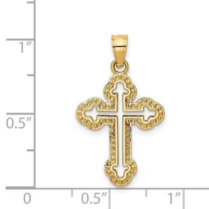 14K Gelbgold Ausgeschnitten Knospend Kreuz Charm