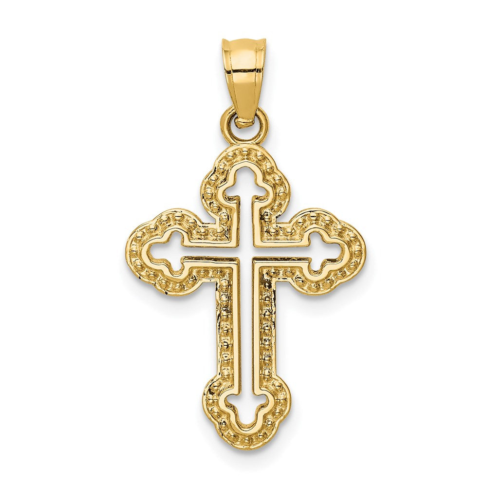 14K Gelbgold Ausgeschnitten Knospend Kreuz Charm