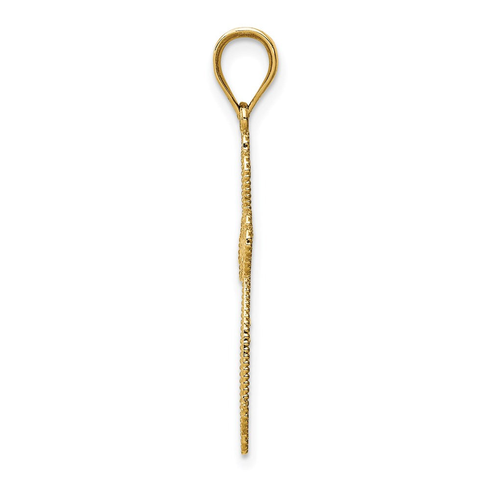 14K Gelbgold Knospend Kreuz Anhänger