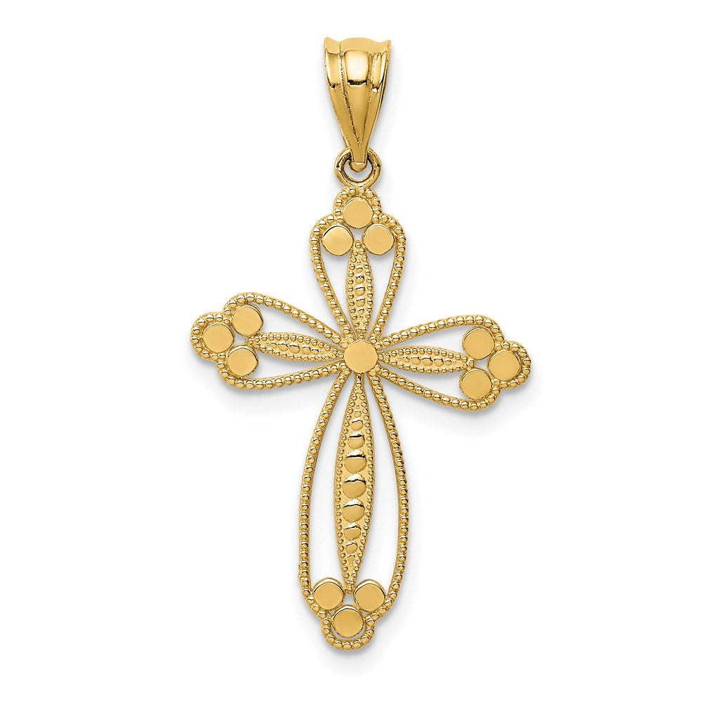 14K Gelbgold Knospend Kreuz Anhänger