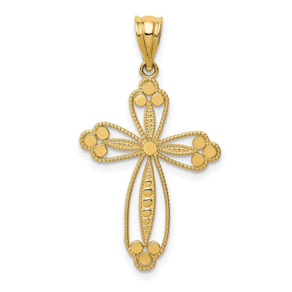 14K Gelbgold Knospend Kreuz Anhänger