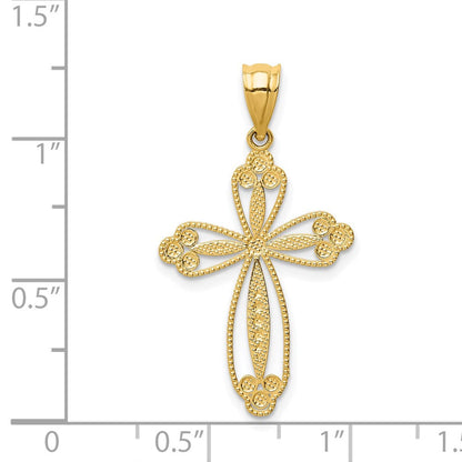 14K Gelbgold Knospend Kreuz Anhänger