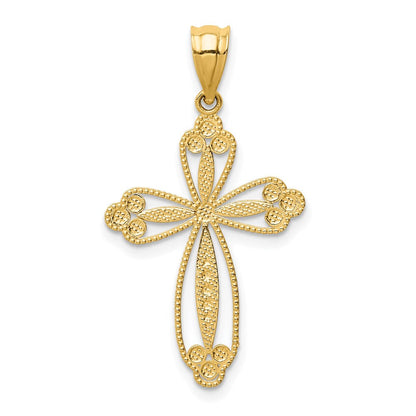 14K Gelbgold Knospend Kreuz Anhänger