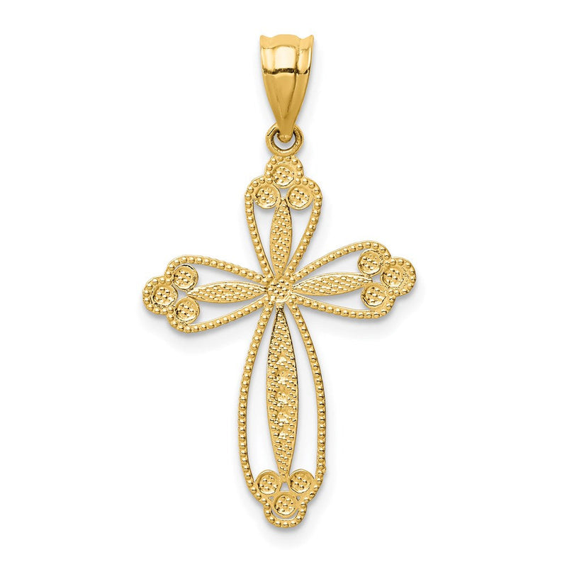14K Gelbgold Knospend Kreuz Anhänger