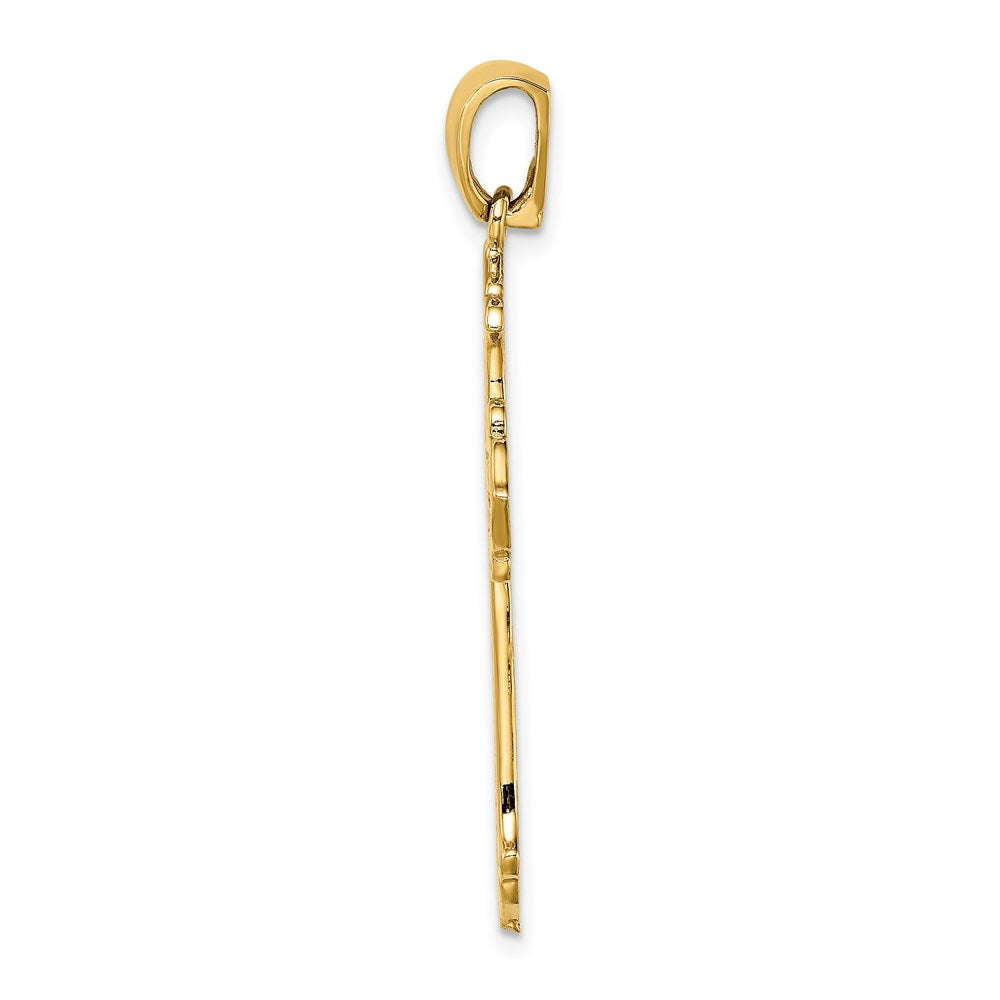 14K Gelbgold Ausgeschnittenes Budenkreuz-Charm