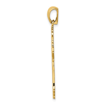 14K Gelbgold Ausgeschnittenes Budenkreuz-Charm