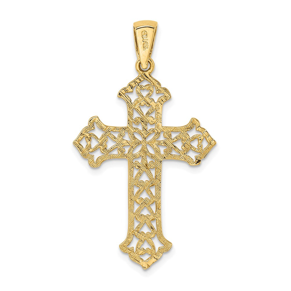 14K Gelbgold Ausgeschnittenes Budenkreuz-Charm