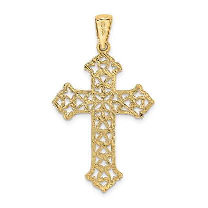 14K Gelbgold Ausgeschnittenes Budenkreuz-Charm