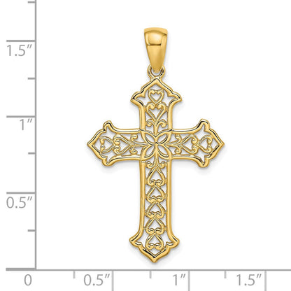 14K Gelbgold Ausgeschnittenes Budenkreuz-Charm