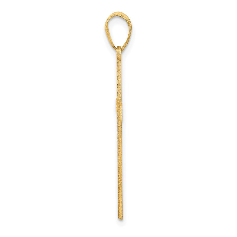 14K Gelbgold Diamantiert Lateinisch Kreuz Anhänger