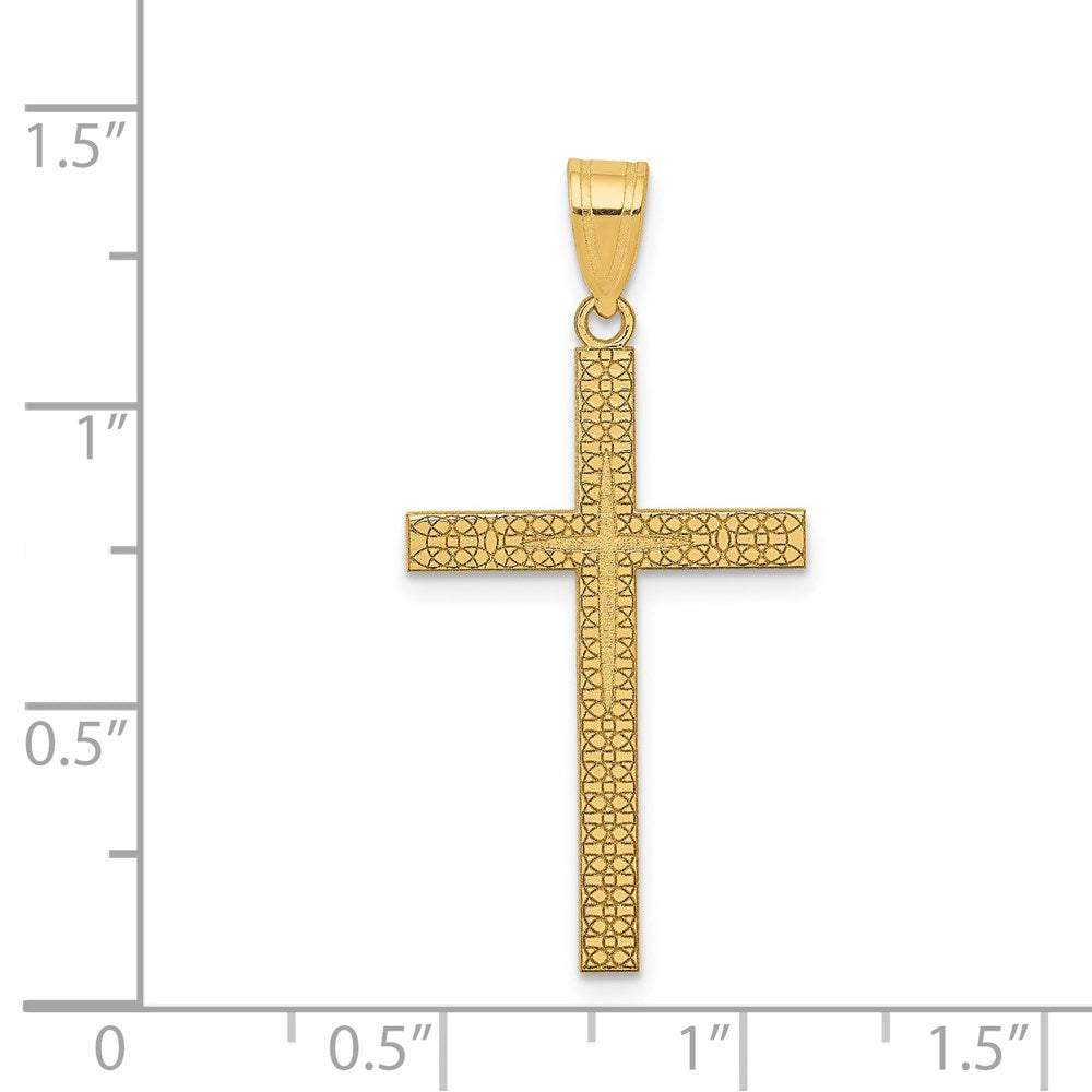 14K Gelbgold Diamantiert Lateinisch Kreuz Anhänger