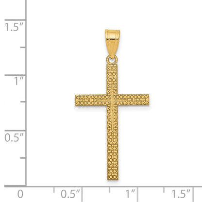14K Gelbgold Diamantiert Lateinisch Kreuz Anhänger