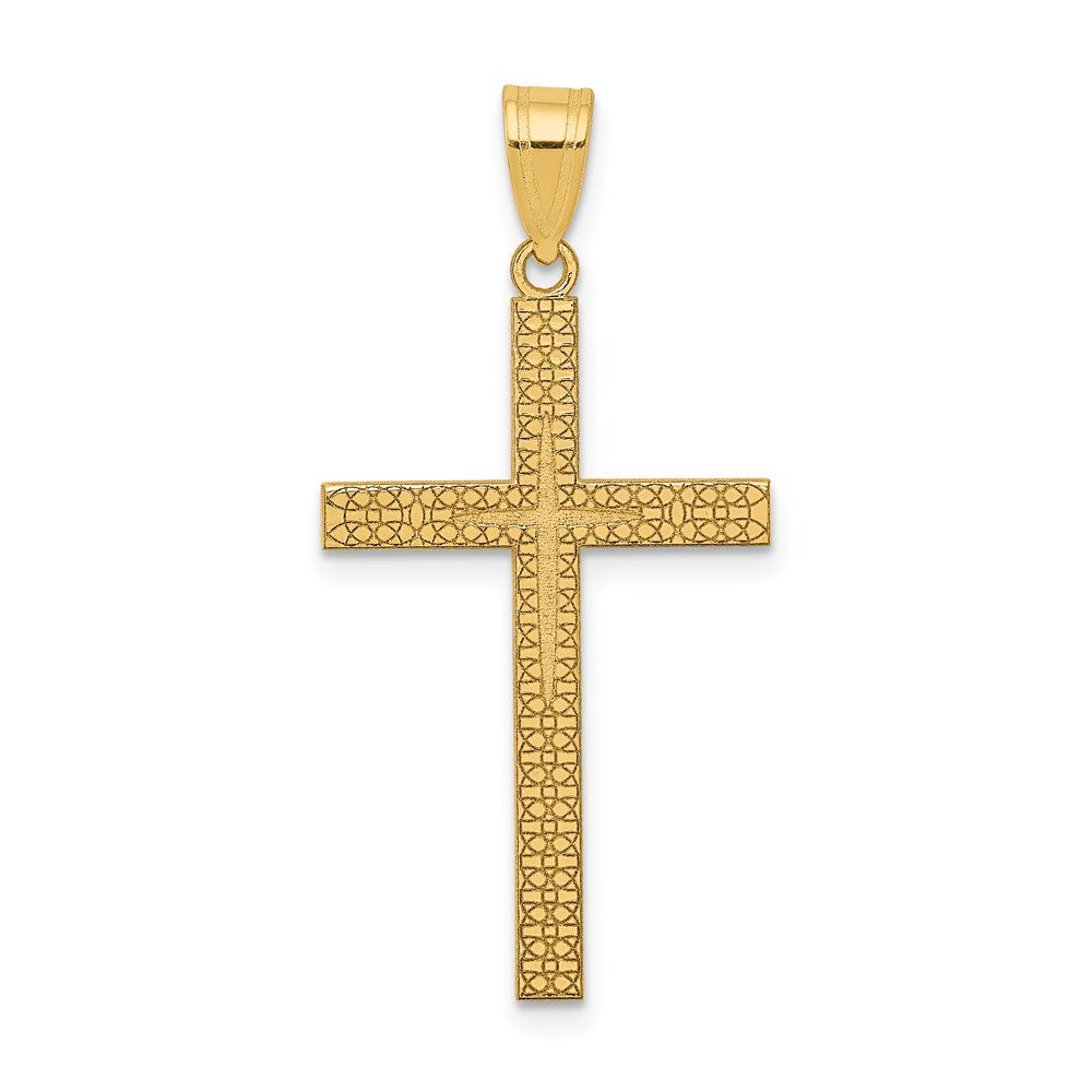 14K Gelbgold Diamantiert Lateinisch Kreuz Anhänger