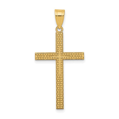 14K Gelbgold Diamantiert Lateinisch Kreuz Anhänger
