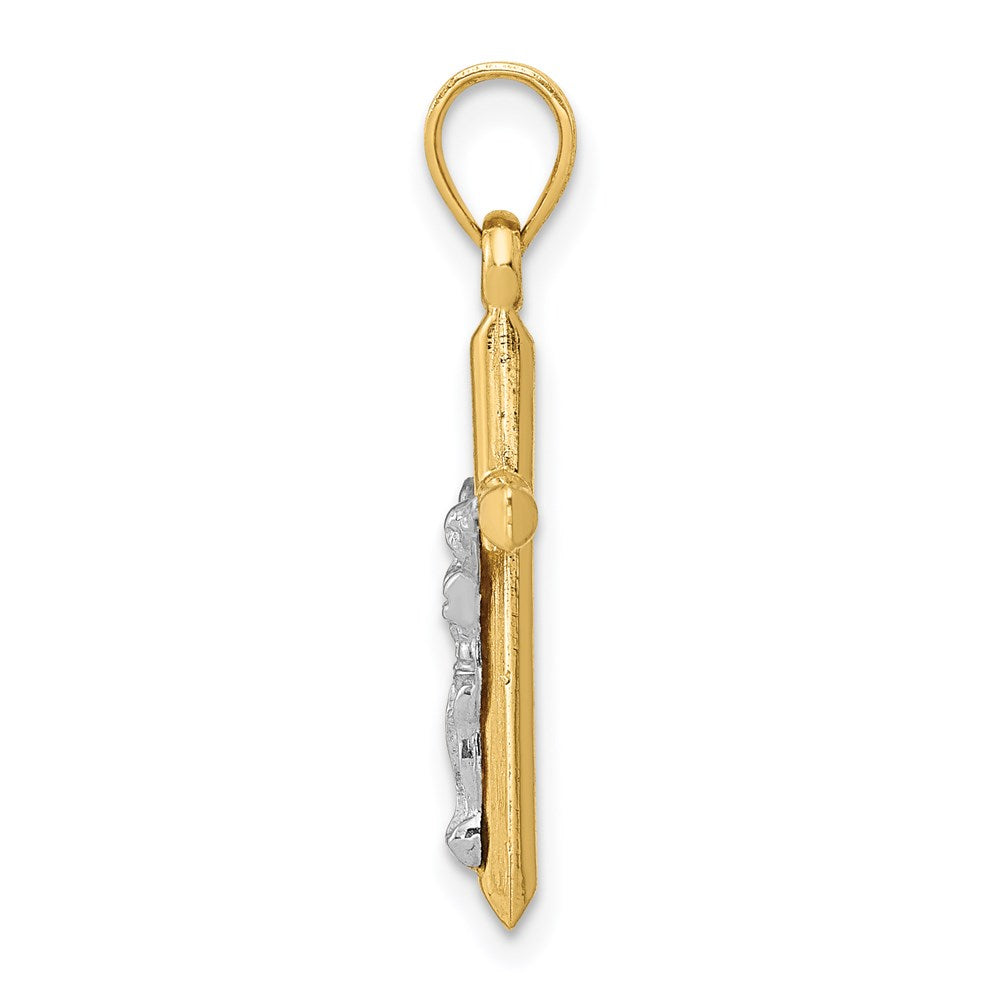 14K Bicolor Hohl Kruzifix Charm