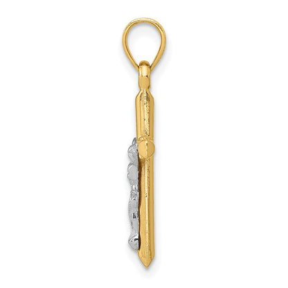 14K Bicolor Hohl Kruzifix Charm