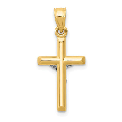 14K Bicolor Hohl Kruzifix Charm