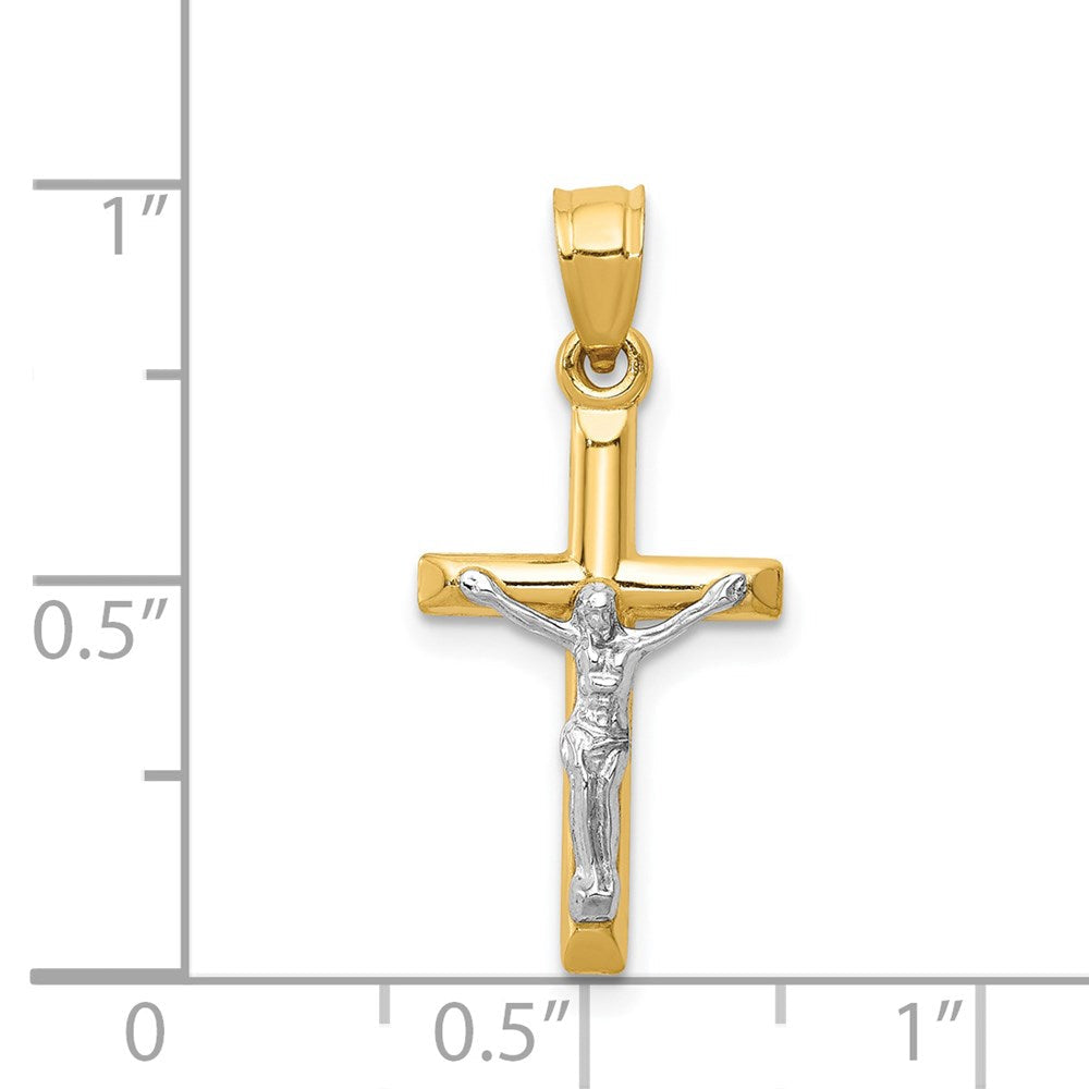 14K Bicolor Hohl Kruzifix Charm