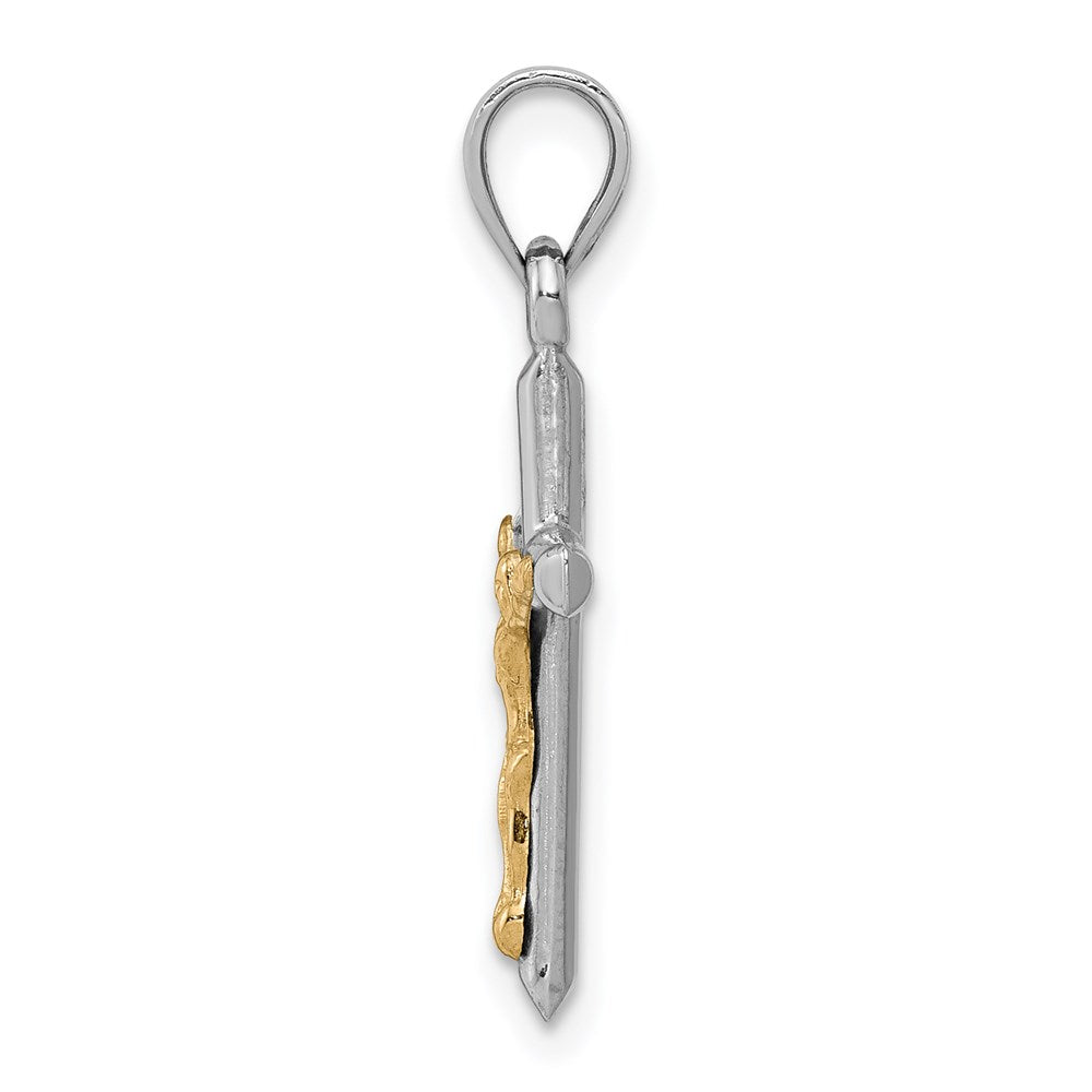 14K Bicolor Hohl Kruzifix Charm