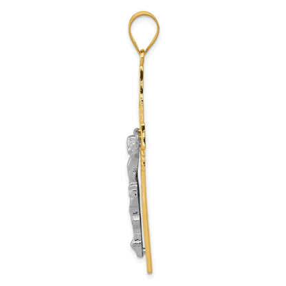 14K Bicolor Gold Diamantgeschliffener Kruzifix-Anhänger