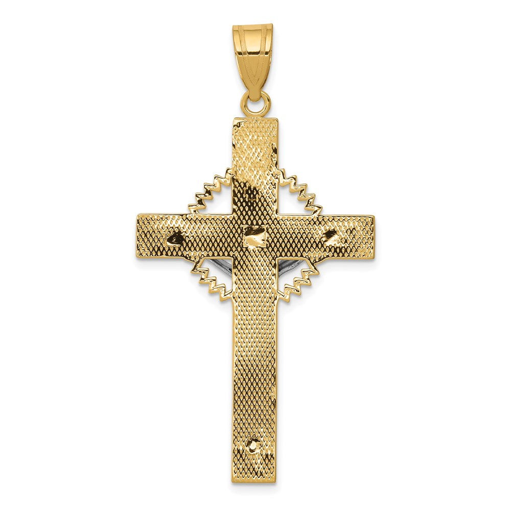14K Bicolor Gold Diamantgeschliffener Kruzifix-Anhänger