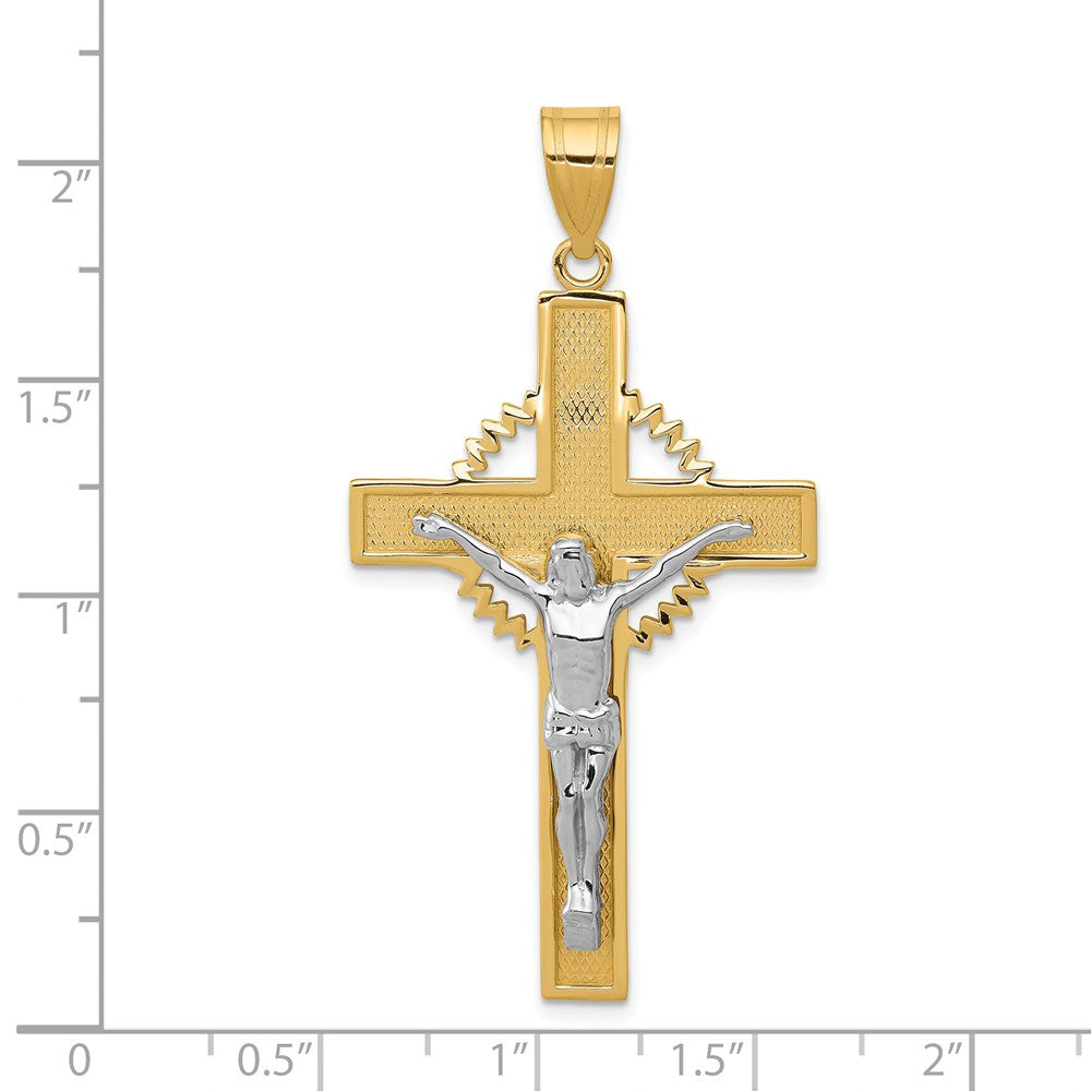 14K Bicolor Gold Diamantgeschliffener Kruzifix-Anhänger