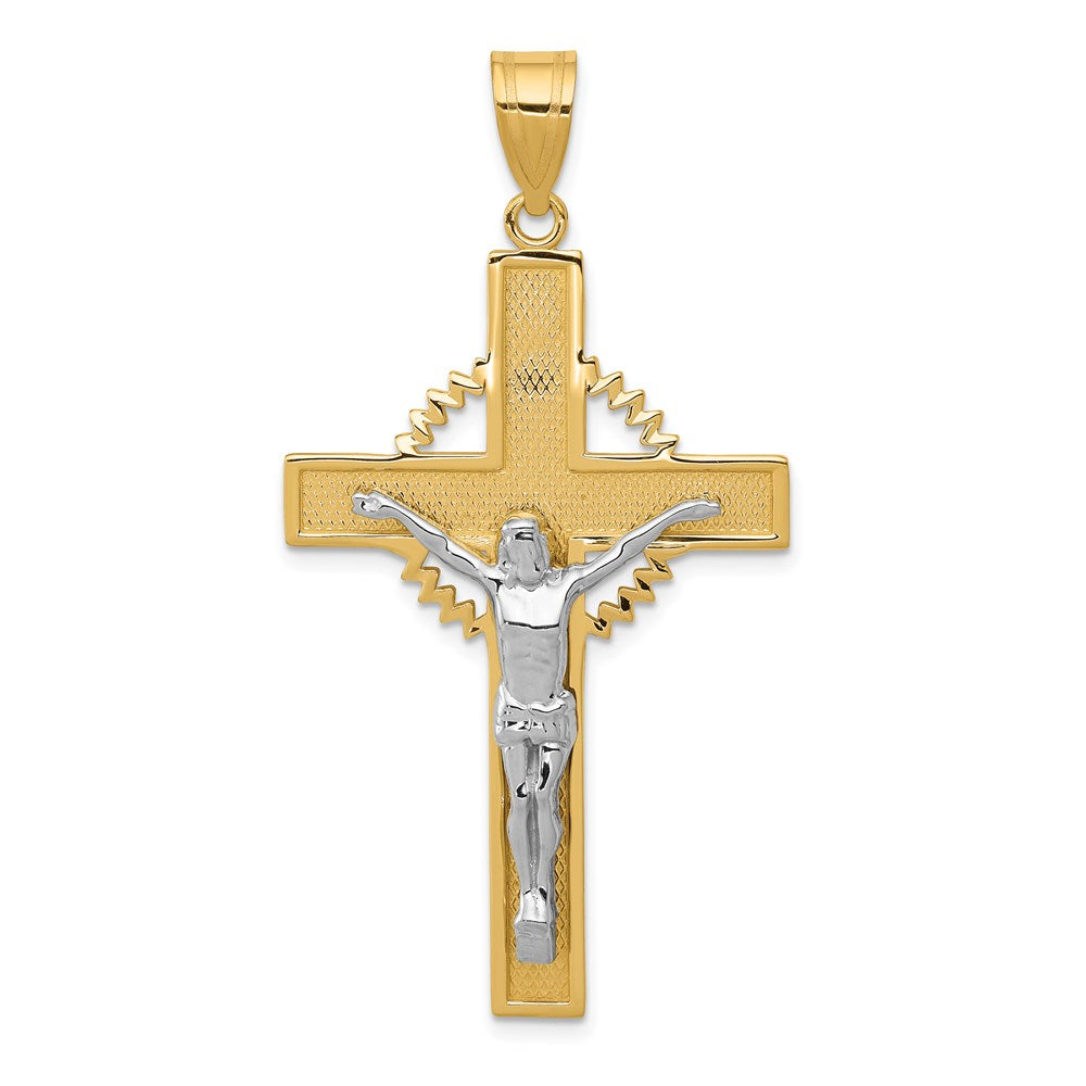 14K Bicolor Gold Diamantgeschliffener Kruzifix-Anhänger