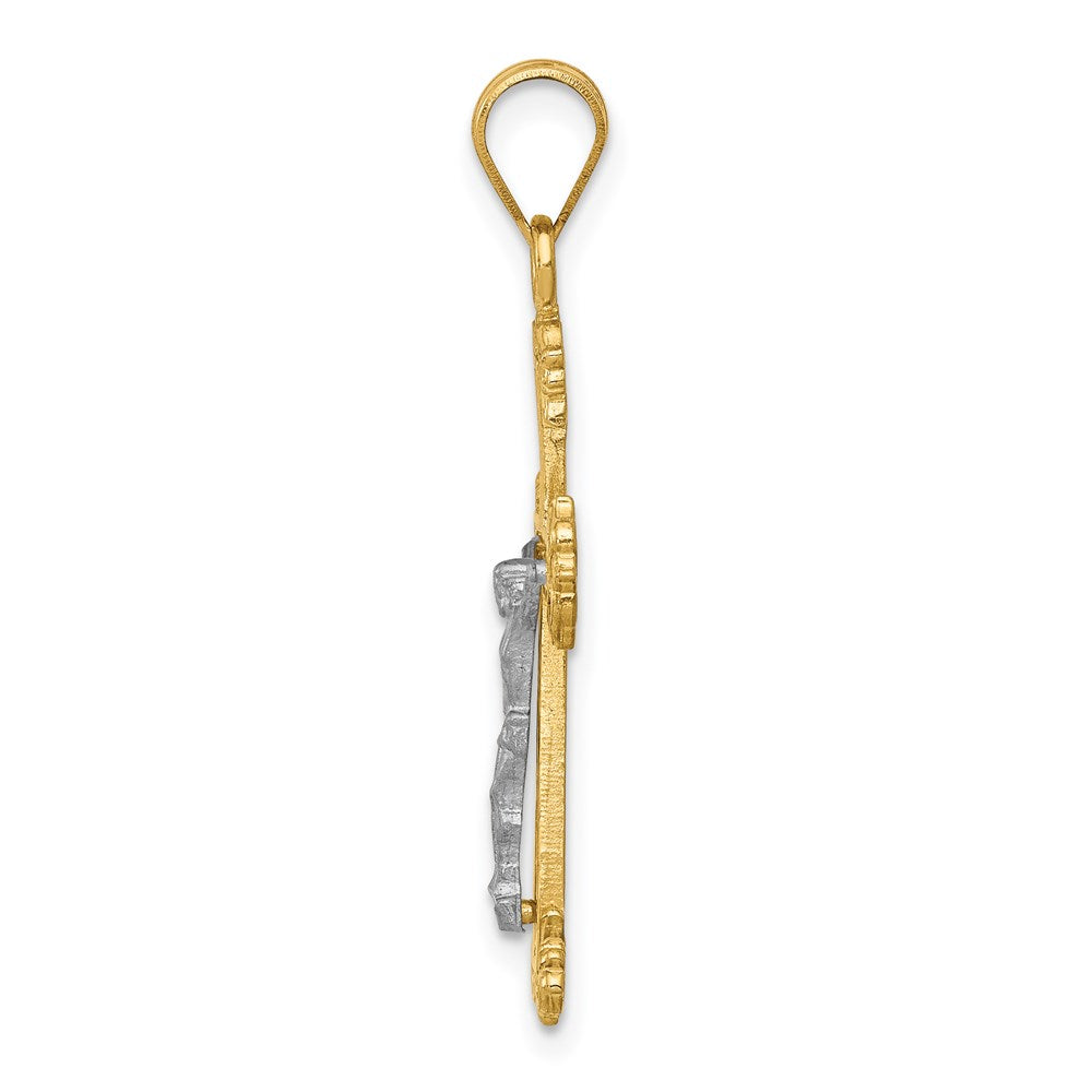 14K Bicolor Diamantiert Kruzifix Anhänger