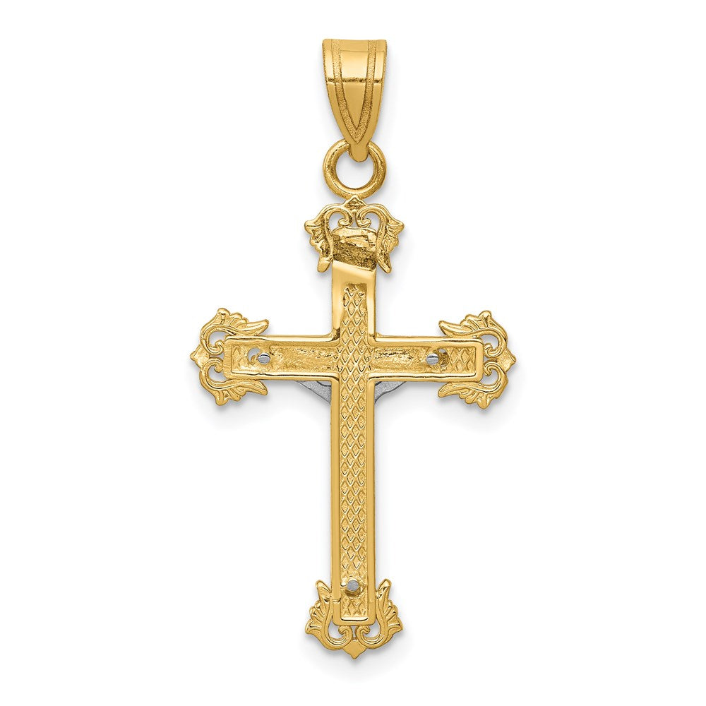 14K Bicolor Diamantiert Kruzifix Anhänger