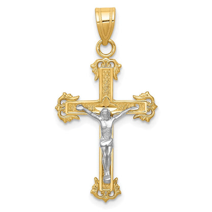14K Bicolor Diamantiert Kruzifix Anhänger