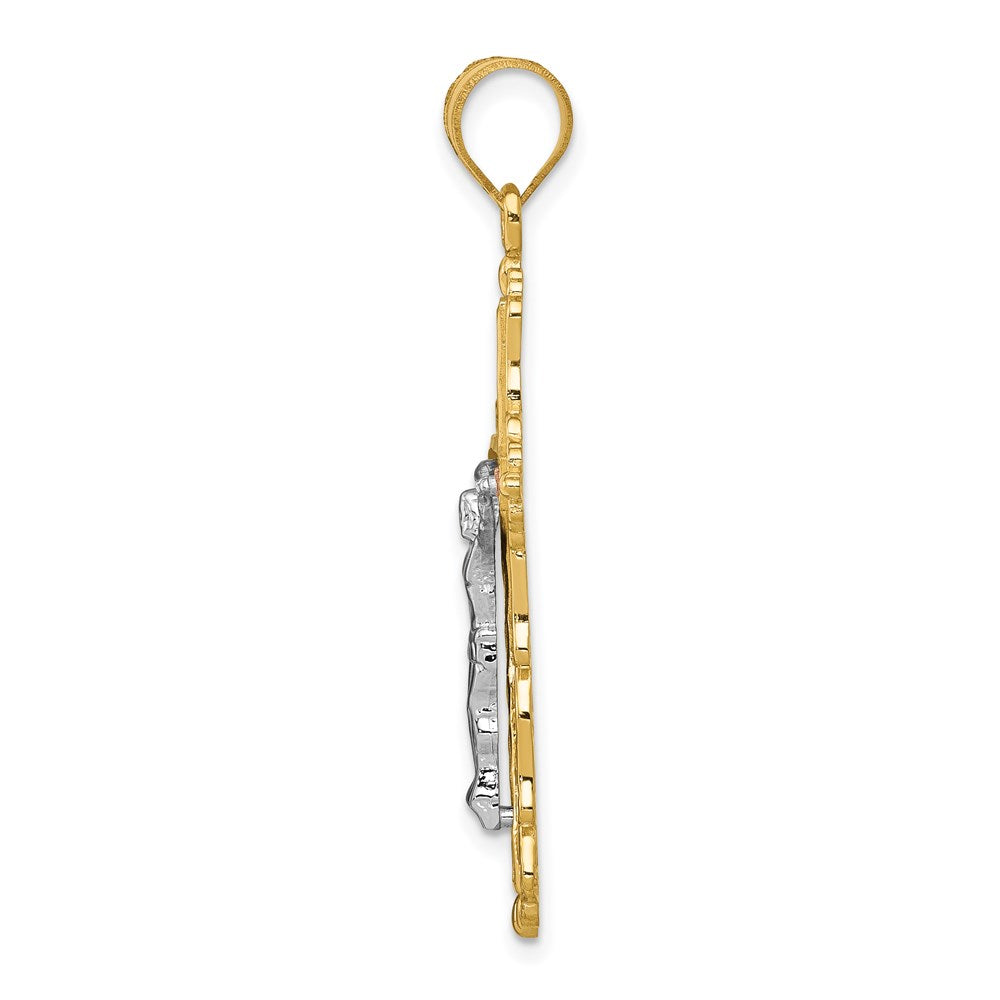 14K Tricolor-Gold diamantierter Kruzifix-Anhänger