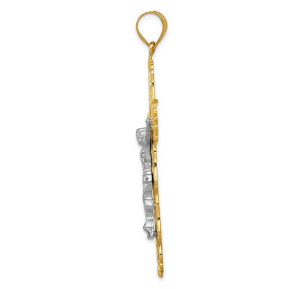 14K Tricolor-Gold Diamant-geschliffener Kruzifix-Anhänger