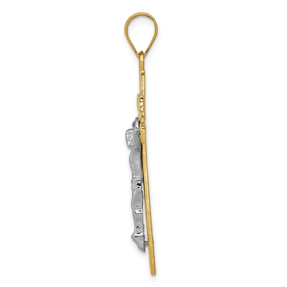 14K Bicolor-Gold INRI-Kruzifix-Anhänger