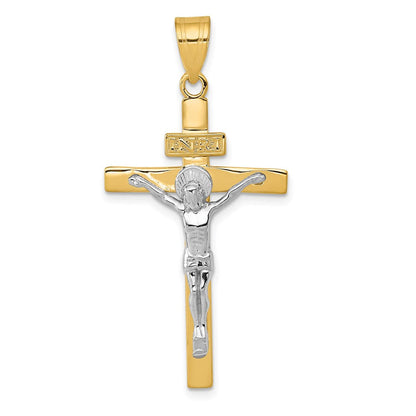 14K Bicolor-Gold INRI-Kruzifix-Anhänger