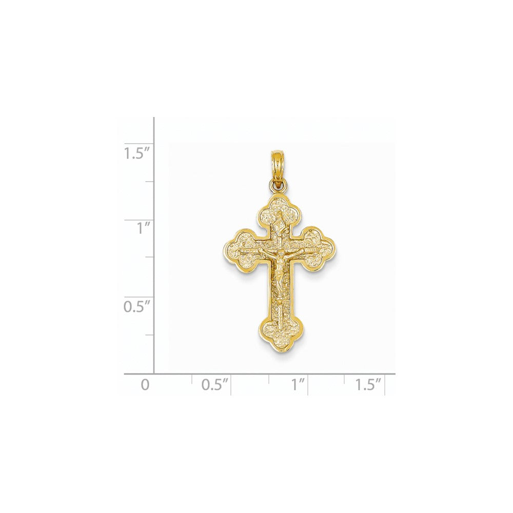 14K Gelbgold INRI Kreuz-Anhänger mit Kleeblattenden