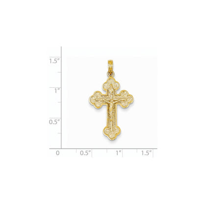 14K Gelbgold INRI Kreuz-Anhänger mit Kleeblattenden