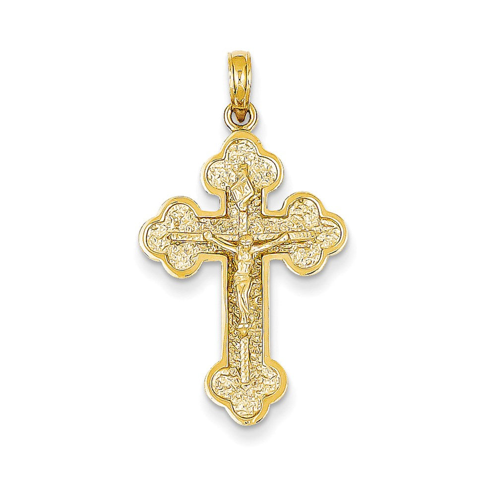 14K Gelbgold INRI Kreuz-Anhänger mit Kleeblattenden