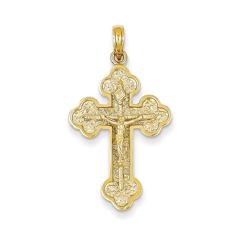 14K Gelbgold INRI Kreuz-Anhänger mit Kleeblattenden