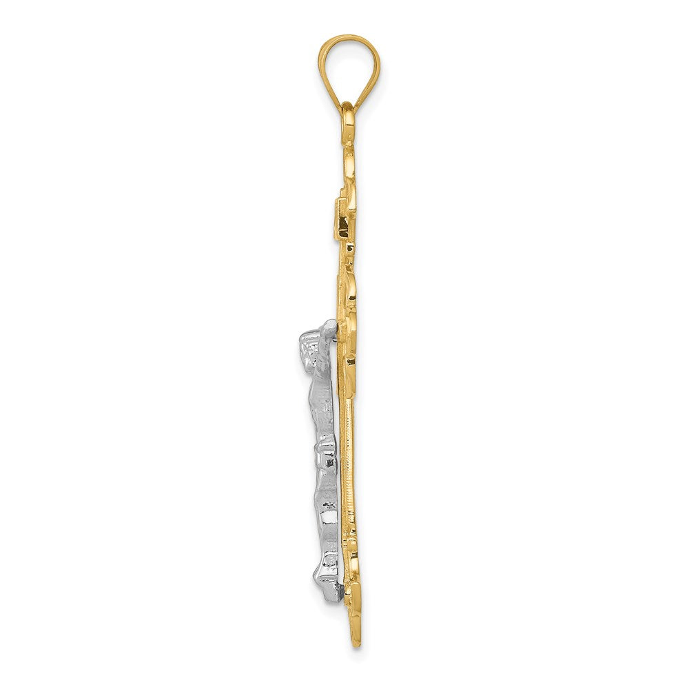 14K Bicolor-Gold INRI-Kruzifix-Anhänger