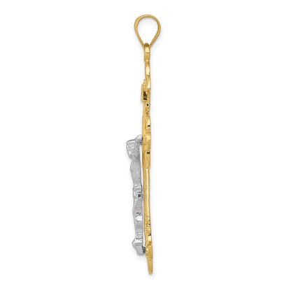 14K Bicolor-Gold INRI-Kruzifix-Anhänger