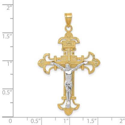 14K Bicolor-Gold INRI-Kruzifix-Anhänger