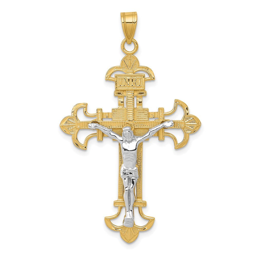 14K Bicolor-Gold INRI-Kruzifix-Anhänger