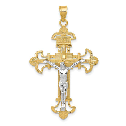 14K Bicolor-Gold INRI-Kruzifix-Anhänger