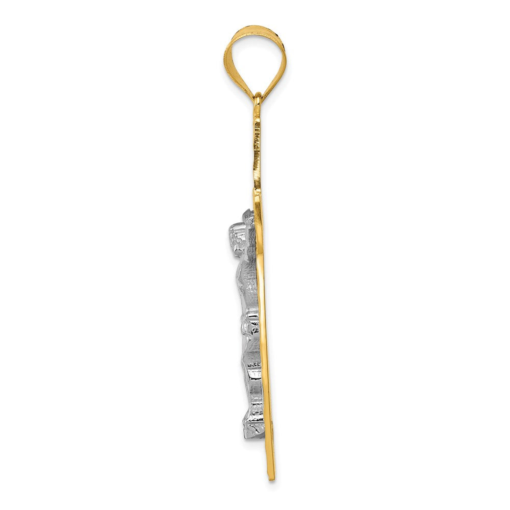 14K Bicolor Gold Diamantgeschliffener Kruzifix-Anhänger