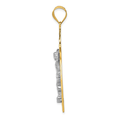 14K Bicolor Gold Diamantgeschliffener Kruzifix-Anhänger