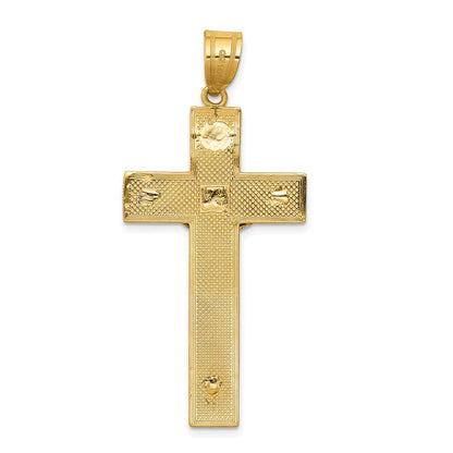 14K Bicolor Gold Diamantgeschliffener Kruzifix-Anhänger