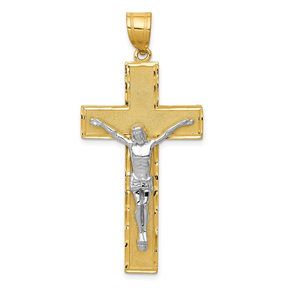 14K Bicolor Gold Diamantgeschliffener Kruzifix-Anhänger