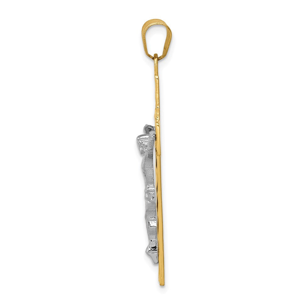 14K Bicolor Gold Diamantgeschliffener Kruzifix-Anhänger
