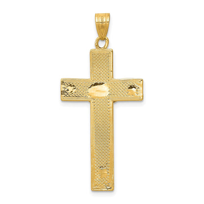 14K Bicolor Gold Diamantgeschliffener Kruzifix-Anhänger